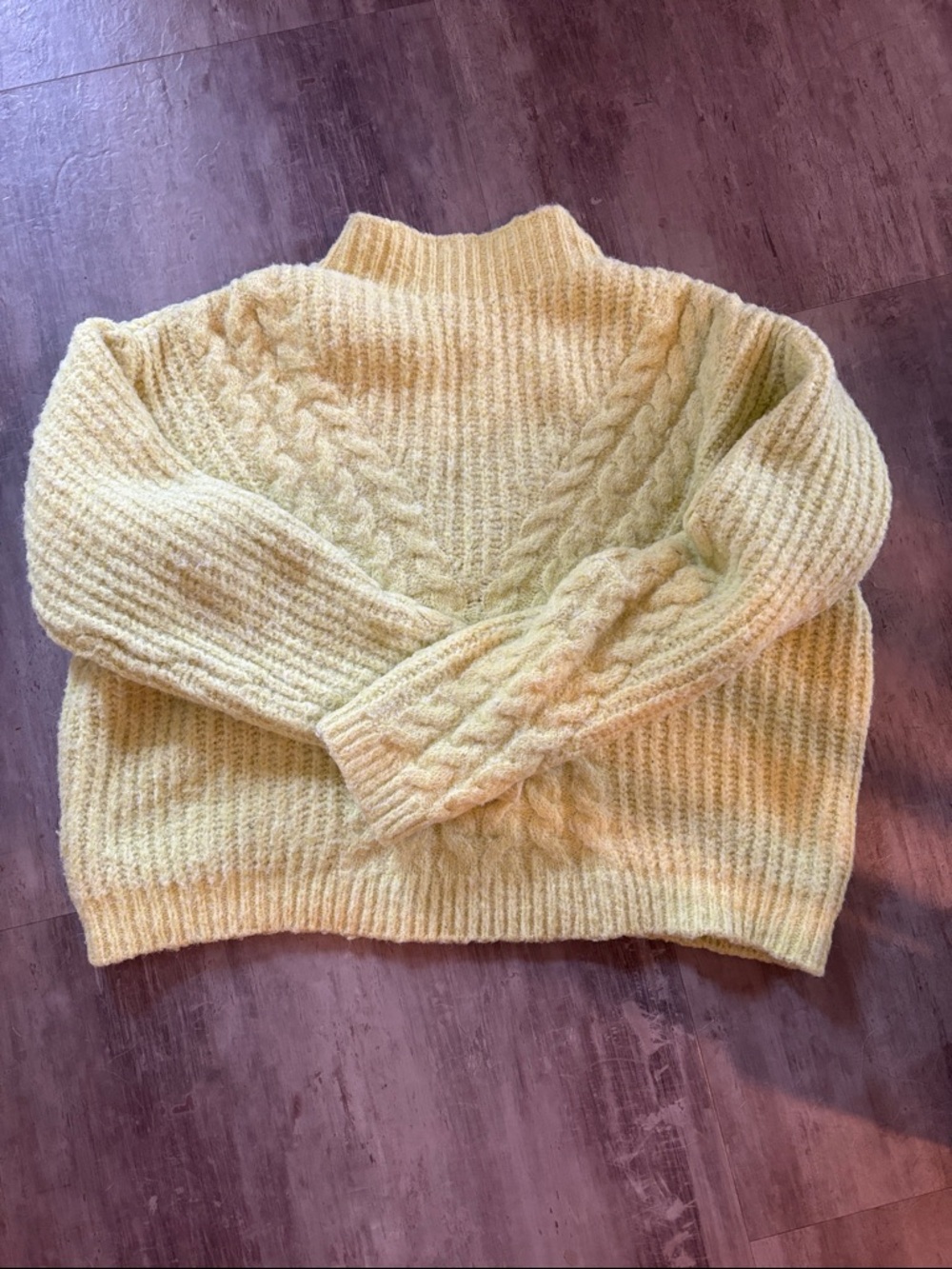 Universal Thread Cable Turtleneck Sweater - Pale Yellow